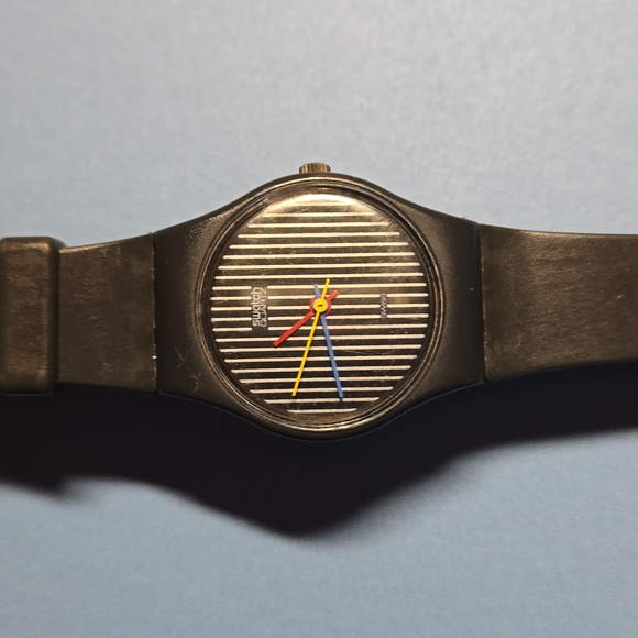 Swatch Accessories - 1984 Rare Numbered Limited Edition Women's Swatch Watch Black/Pinstripe